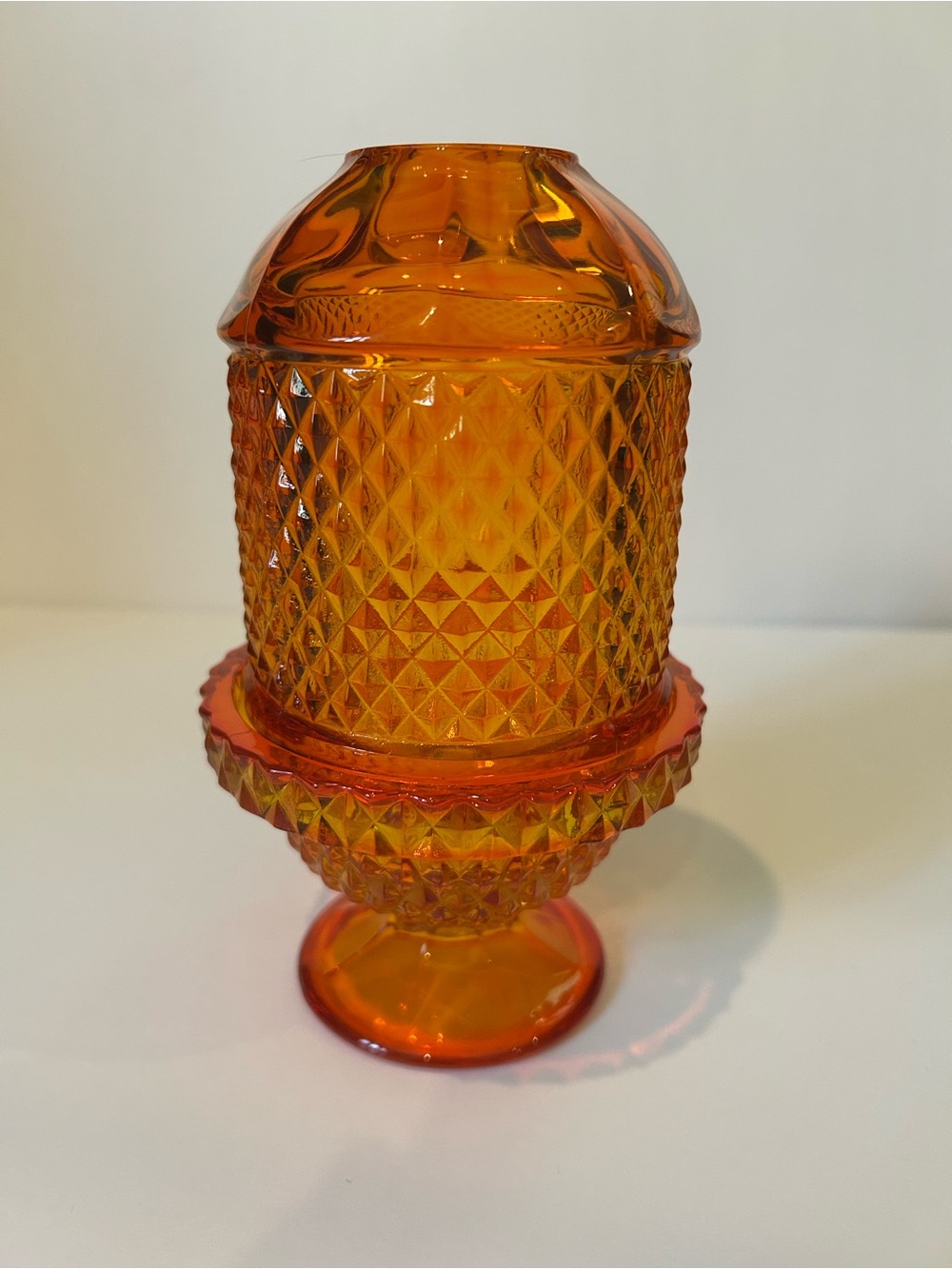 Viking Diamond Point “Glimmer” Orange/Persimmon Fairy Lamp